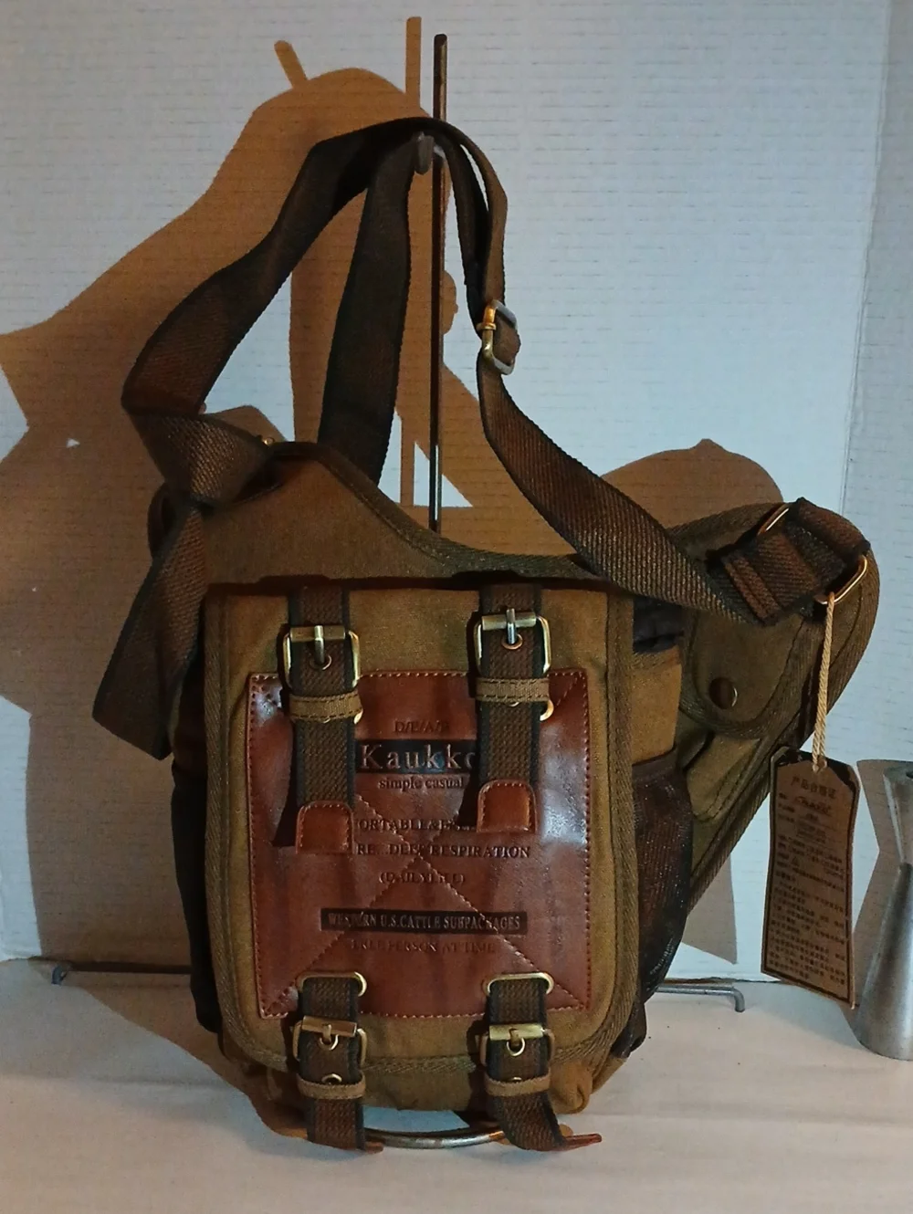 Kaukko Men's Brown Canvas Messenger Bag